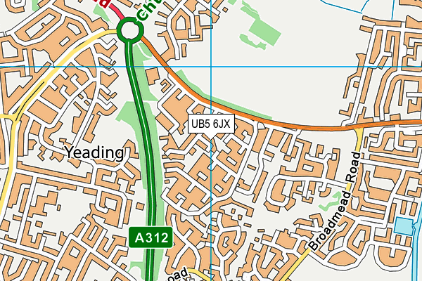 UB5 6JX map - OS VectorMap District (Ordnance Survey)