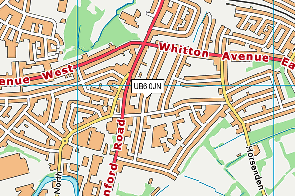 UB6 0JN map - OS VectorMap District (Ordnance Survey)