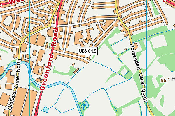UB6 0NZ map - OS VectorMap District (Ordnance Survey)