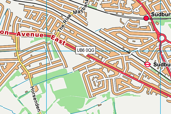UB6 0QG map - OS VectorMap District (Ordnance Survey)