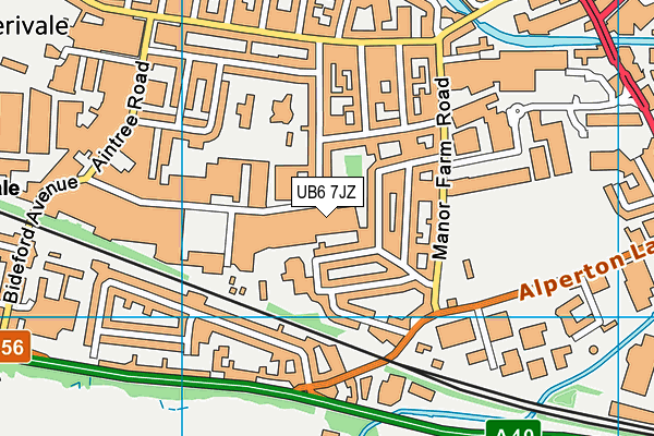 UB6 7JZ map - OS VectorMap District (Ordnance Survey) UB6 7JZ map - OS VectorMap District (Ordnance Survey)