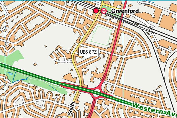 UB6 8PZ map - OS VectorMap District (Ordnance Survey)