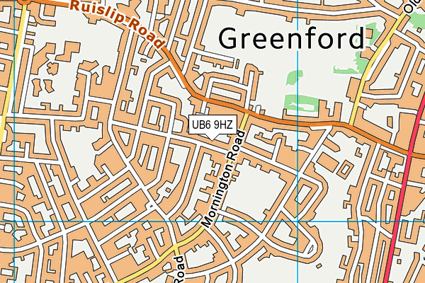 UB6 9HZ map - OS VectorMap District (Ordnance Survey)