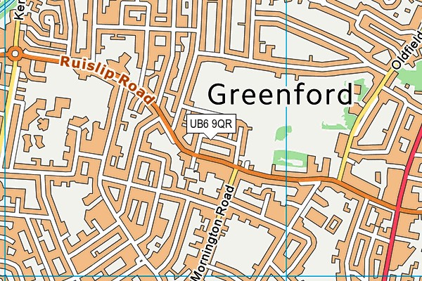 UB6 9QR map - OS VectorMap District (Ordnance Survey)