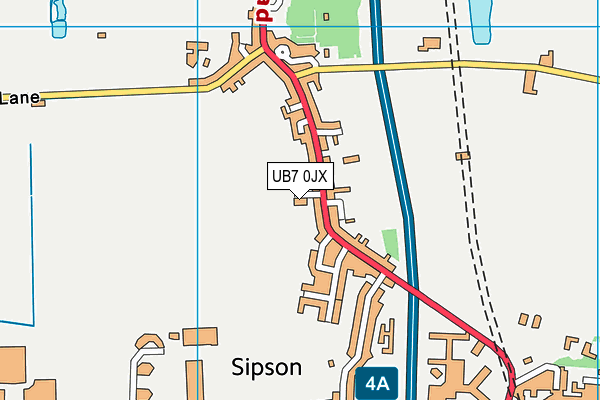 UB7 0JX map - OS VectorMap District (Ordnance Survey) UB7 0JX map - OS VectorMap District (Ordnance Survey)