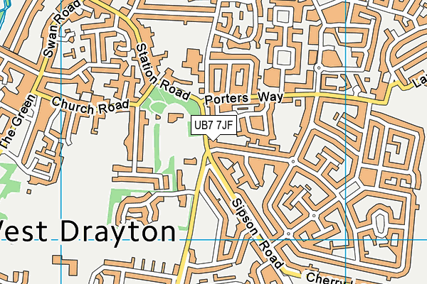 UB7 7JF map - OS VectorMap District (Ordnance Survey) UB7 7JF map - OS VectorMap District (Ordnance Survey)