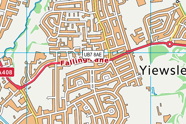 UB7 8AE map - OS VectorMap District (Ordnance Survey)
