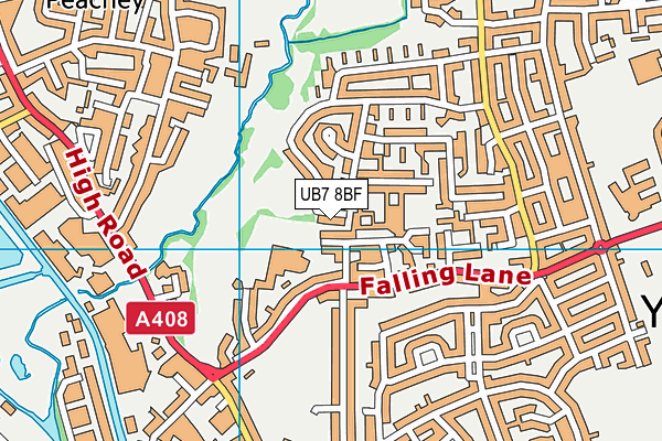 UB7 8BF map - OS VectorMap District (Ordnance Survey)