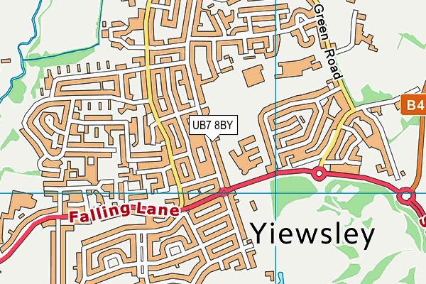 UB7 8BY map - OS VectorMap District (Ordnance Survey)