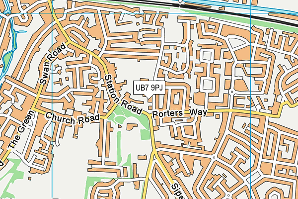 UB7 9PJ map - OS VectorMap District (Ordnance Survey) UB7 9PJ map - OS VectorMap District (Ordnance Survey)