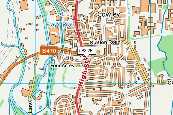 UB8 2EJ map - OS VectorMap District (Ordnance Survey)
