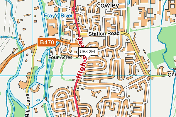 UB8 2EL map - OS VectorMap District (Ordnance Survey) UB8 2EL map - OS VectorMap District (Ordnance Survey)