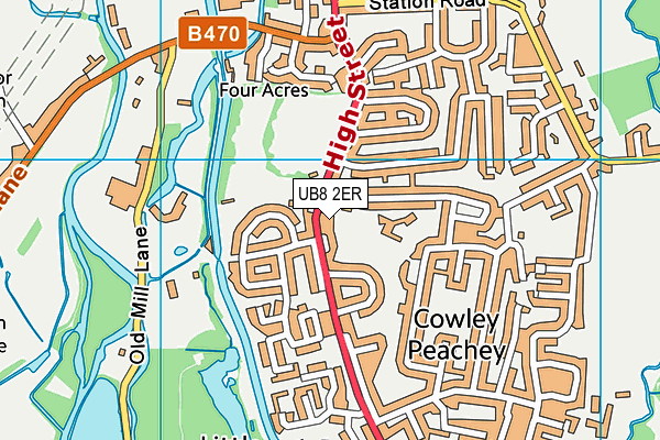 UB8 2ER map - OS VectorMap District (Ordnance Survey) UB8 2ER map - OS VectorMap District (Ordnance Survey)