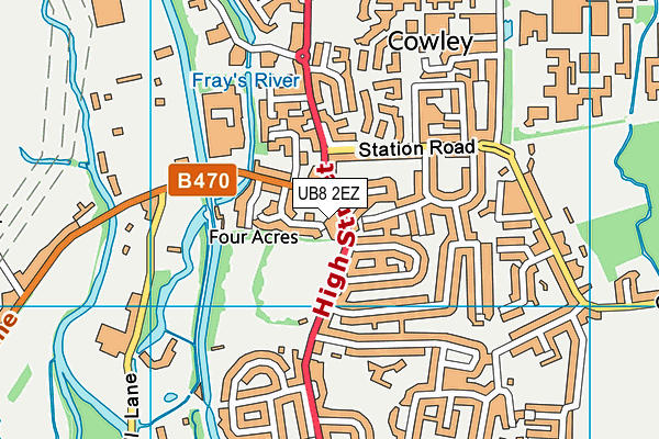 UB8 2EZ map - OS VectorMap District (Ordnance Survey) UB8 2EZ map - OS VectorMap District (Ordnance Survey)