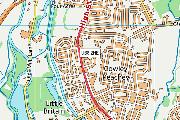 UB8 2HE map - OS VectorMap District (Ordnance Survey) UB8 2HE map - OS VectorMap District (Ordnance Survey)
