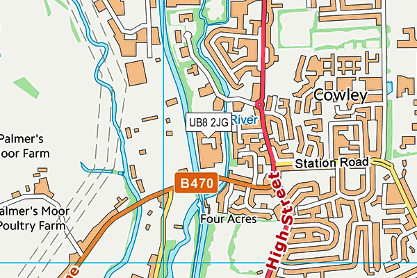 UB8 2JG map - OS VectorMap District (Ordnance Survey) UB8 2JG map - OS VectorMap District (Ordnance Survey)