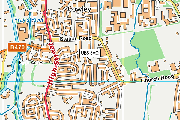 UB8 3AQ map - OS VectorMap District (Ordnance Survey) UB8 3AQ map - OS VectorMap District (Ordnance Survey)