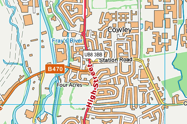 UB8 3BB map - OS VectorMap District (Ordnance Survey) UB8 3BB map - OS VectorMap District (Ordnance Survey)