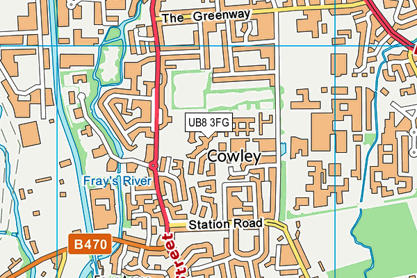UB8 3FG map - OS VectorMap District (Ordnance Survey) UB8 3FG map - OS VectorMap District (Ordnance Survey)