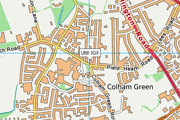 UB8 3GX map - OS VectorMap District (Ordnance Survey) UB8 3GX map - OS VectorMap District (Ordnance Survey)