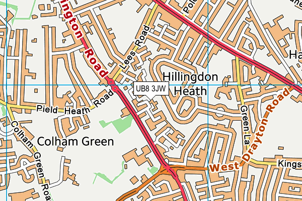 UB8 3JW map - OS VectorMap District (Ordnance Survey)