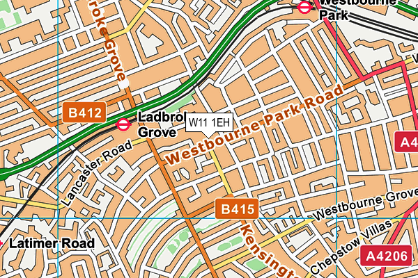 W11 1EH map - OS VectorMap District (Ordnance Survey) W11 1EH map - OS VectorMap District (Ordnance Survey)