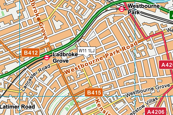 W11 1LJ map - OS VectorMap District (Ordnance Survey) W11 1LJ map - OS VectorMap District (Ordnance Survey)