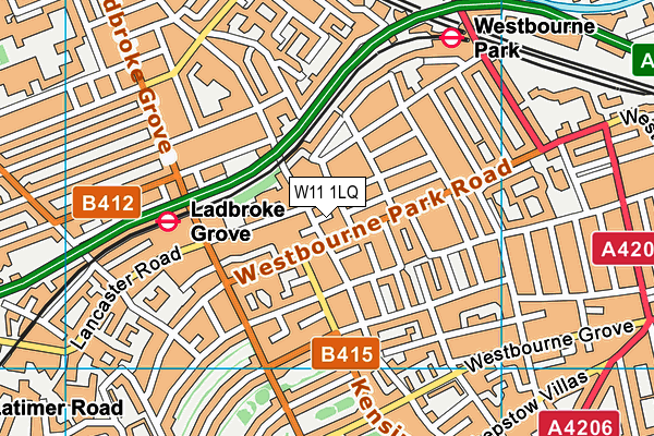 W11 1LQ map - OS VectorMap District (Ordnance Survey) W11 1LQ map - OS VectorMap District (Ordnance Survey)
