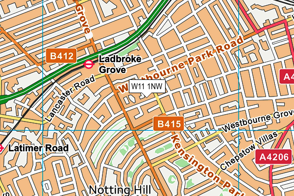 W11 1NW map - OS VectorMap District (Ordnance Survey) W11 1NW map - OS VectorMap District (Ordnance Survey)