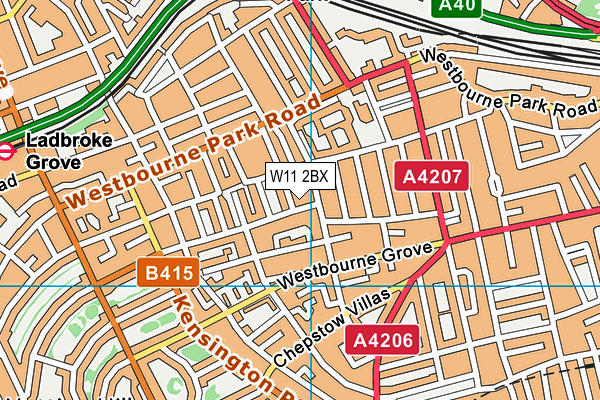 W11 2BX map - OS VectorMap District (Ordnance Survey)