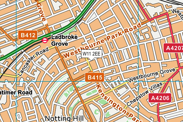 W11 2EE map - OS VectorMap District (Ordnance Survey) W11 2EE map - OS VectorMap District (Ordnance Survey)