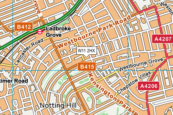 W11 2HX map - OS VectorMap District (Ordnance Survey)