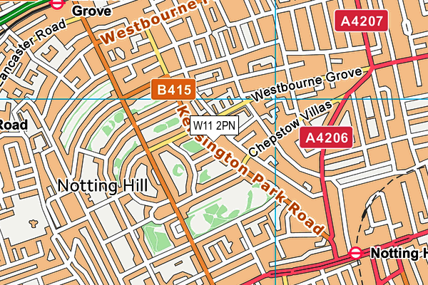W11 2PN map - OS VectorMap District (Ordnance Survey) W11 2PN map - OS VectorMap District (Ordnance Survey)