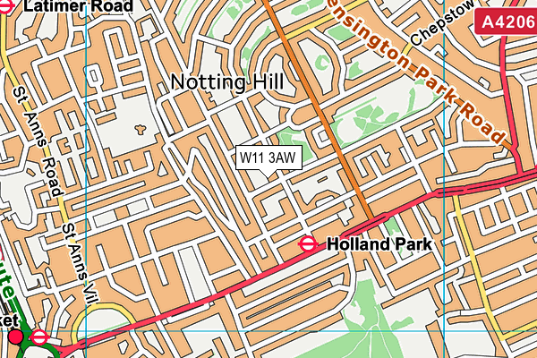 W11 3AW map - OS VectorMap District (Ordnance Survey) W11 3AW map - OS VectorMap District (Ordnance Survey)