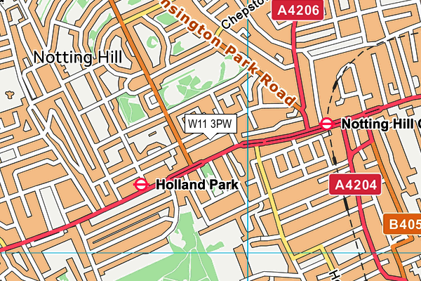 W11 3PW map - OS VectorMap District (Ordnance Survey) W11 3PW map - OS VectorMap District (Ordnance Survey)