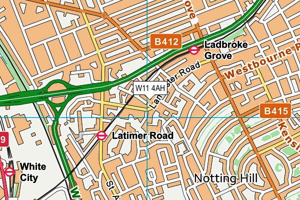 W11 4AH map - OS VectorMap District (Ordnance Survey)