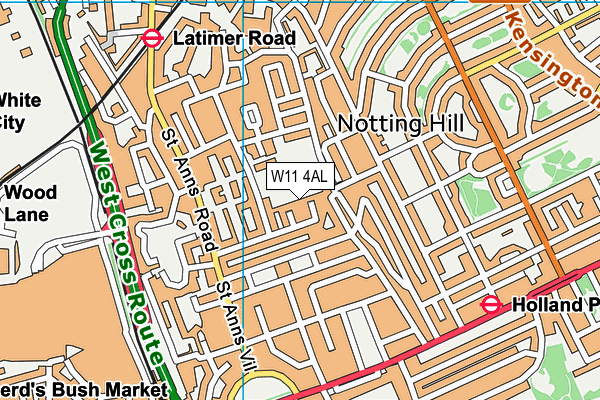 W11 4AL map - OS VectorMap District (Ordnance Survey)