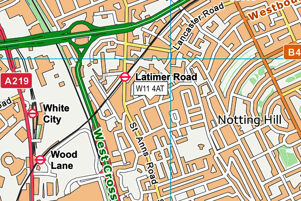 W11 4AT map - OS VectorMap District (Ordnance Survey)