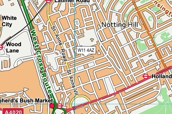 W11 4AZ map - OS VectorMap District (Ordnance Survey) W11 4AZ map - OS VectorMap District (Ordnance Survey)