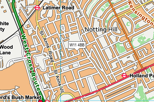 W11 4BB map - OS VectorMap District (Ordnance Survey) W11 4BB map - OS VectorMap District (Ordnance Survey)