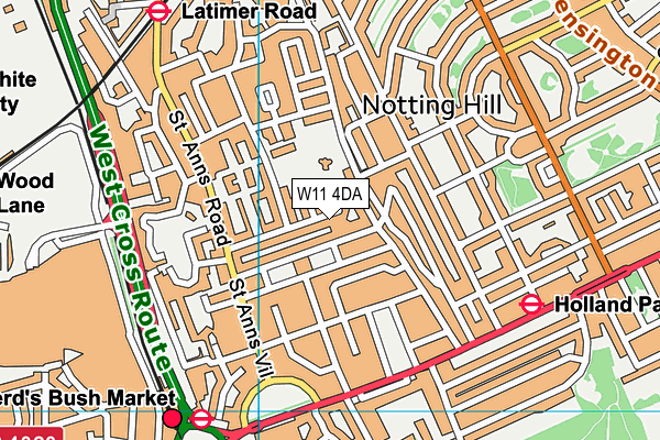 W11 4DA map - OS VectorMap District (Ordnance Survey) W11 4DA map - OS VectorMap District (Ordnance Survey)