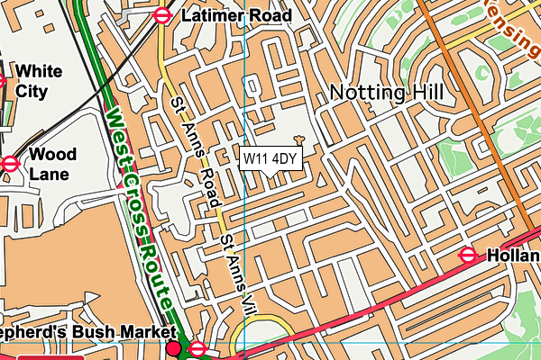 W11 4DY map - OS VectorMap District (Ordnance Survey) W11 4DY map - OS VectorMap District (Ordnance Survey)