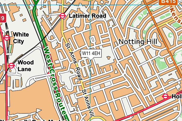 W11 4EH map - OS VectorMap District (Ordnance Survey)