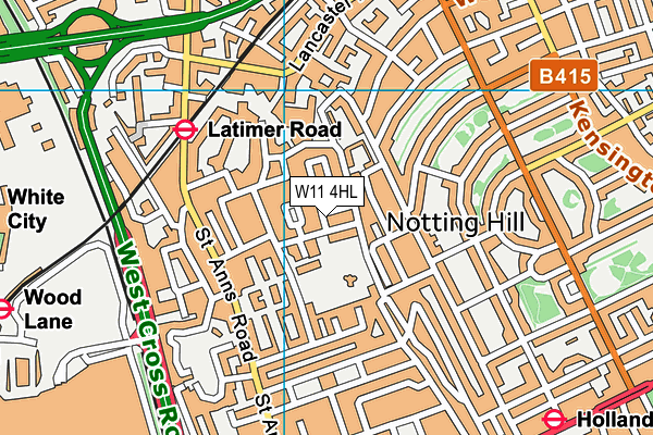 W11 4HL map - OS VectorMap District (Ordnance Survey) W11 4HL map - OS VectorMap District (Ordnance Survey)