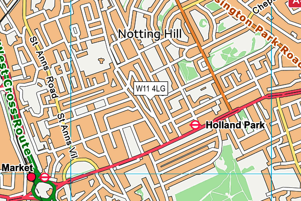 W11 4LG map - OS VectorMap District (Ordnance Survey) W11 4LG map - OS VectorMap District (Ordnance Survey)