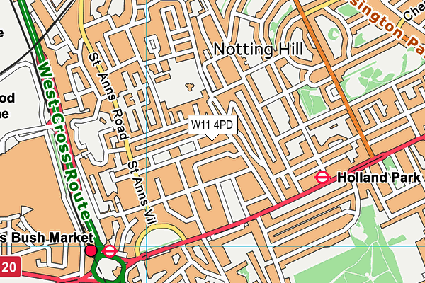 W11 4PD map - OS VectorMap District (Ordnance Survey) W11 4PD map - OS VectorMap District (Ordnance Survey)