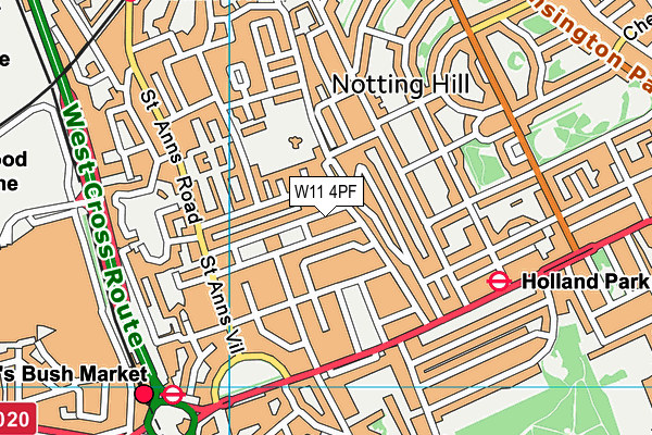 W11 4PF map - OS VectorMap District (Ordnance Survey)