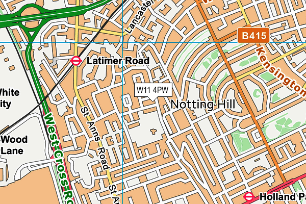 W11 4PW map - OS VectorMap District (Ordnance Survey)
