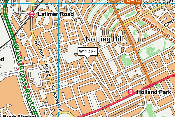 W11 4SF map - OS VectorMap District (Ordnance Survey) W11 4SF map - OS VectorMap District (Ordnance Survey)