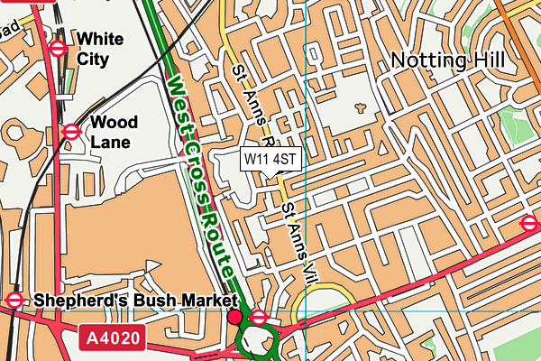 W11 4ST map - OS VectorMap District (Ordnance Survey) W11 4ST map - OS VectorMap District (Ordnance Survey)